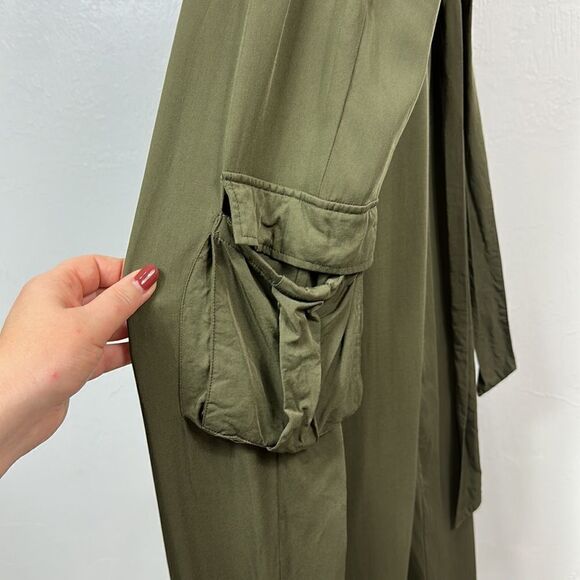 Venus Dark Green Halter Jewel Neck Tie Waist Jumpsuit Size 1X - Picture 7 of 13